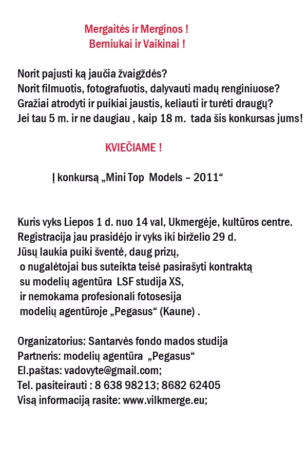 Read more about the article Konkursas „Mini Top  Models – 2011″